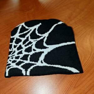 Spider Webbed Knit Skull Beanie Unisex OS